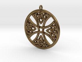 Round Celtic Cross Pendant in Natural Bronze: Large