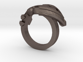 Avar Ring - us:9 fin:Ø19 in Polished Bronzed Silver Steel