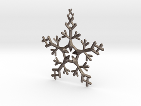 Snow Flake 5 Points - w Loopet - 7cm in Polished Bronzed Silver Steel