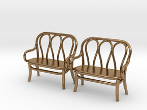 Pair of 1:48 Bentwood Settees in Natural Brass