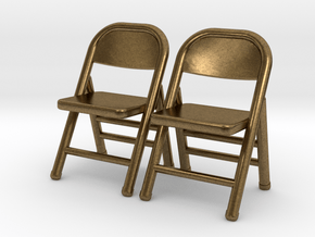 1:48 Miniature Pair of Folding Chairs in Natural Bronze