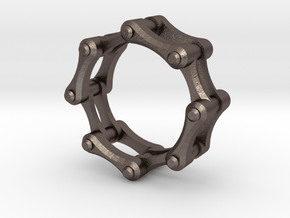 Chain Ring in Polished Bronzed Silver Steel