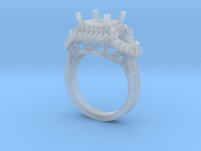 Radiant Halo Pear Diamond Ring in Tan Fine Detail Plastic