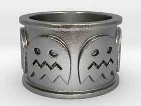 Pac-man inspired Ring Size 7 in Natural Silver