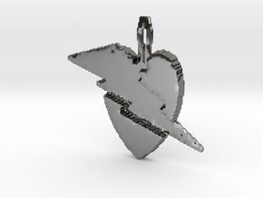 Lightening heart pendant in Fine Detail Polished Silver