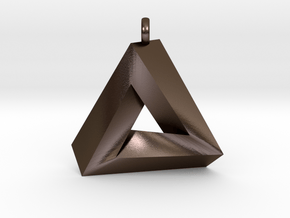 Penrose Triangle - Pendant (3cm | 2.5mm O-Ring) in Polished Bronze Steel