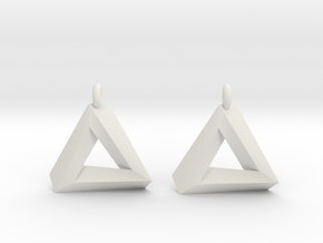 Penrose Triangle - Earrings (17mm) in White Natural Versatile Plastic