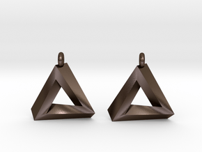 Penrose Triangle - Earrings (17mm) in Polished Bronze Steel