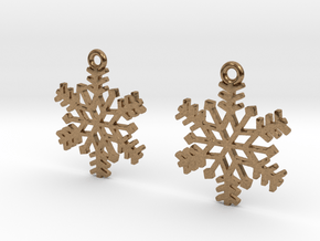 Snowflake Earrings in Natural Brass