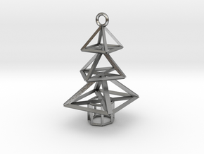 Modern Christmas Tree Earrings in Natural Silver