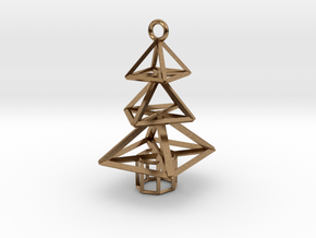 Modern Christmas Tree Earrings in Natural Brass