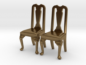 Pair of 1:48 Queen Anne Chairs in Natural Bronze
