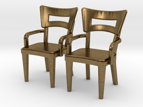 Pair of 1:48 Dog Bone Chairs, with Arms in Natural Bronze