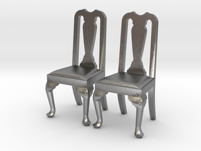 Pair of 1:48 Queen Anne Chairs in Natural Silver