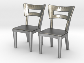 Pair of 1:48 Dog Bone Chairs in Natural Silver