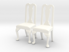 Pair of 1:48 Queen Anne Chairs in White Processed Versatile Plastic