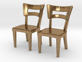 Pair of 1:48 Dog Bone Chairs in Natural Brass