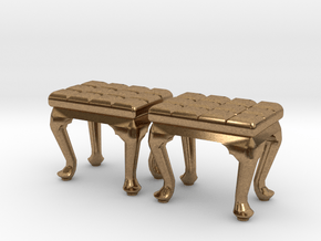 1:48 Tufted Vanity Stool in Natural Brass