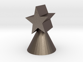 Xmas star ornament for small trees in Polished Bronzed Silver Steel