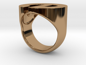 Helvetica E Ring in Polished Brass