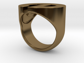 Helvetica E Ring in Polished Bronze