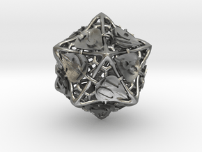 Botanical d20 Ornament in Natural Silver