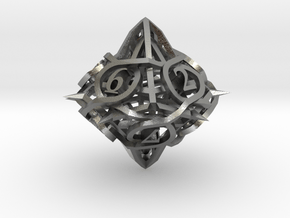 Thorn d10 Ornament in Natural Silver