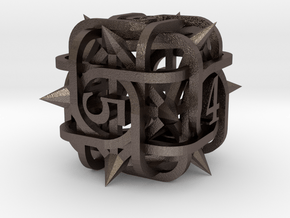 Thorn d6 Ornament in Polished Bronzed Silver Steel