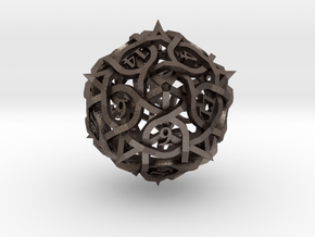 Thorn d20 Ornament in Polished Bronzed Silver Steel