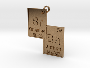 "Br/Ba" Bromine and Barium Periodic Table Pendant in Natural Brass
