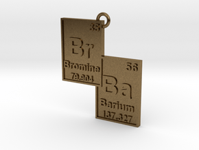 "Br/Ba" Bromine and Barium Periodic Table Pendant in Natural Bronze