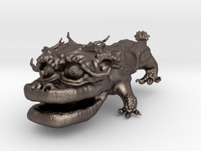 Dragon Dog v01 6cm in Polished Bronzed Silver Steel