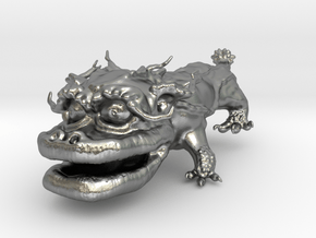 Dragon Dog v01 6cm in Natural Silver