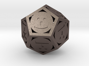 Phantom Tollbooth Dodecahedron - Emoticons in Polished Bronzed Silver Steel