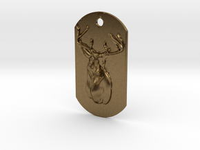 Dog Tag Deer Head in Natural Bronze