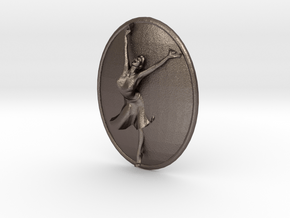 Joyful Dancer Small Pendant No Circle in Polished Bronzed Silver Steel