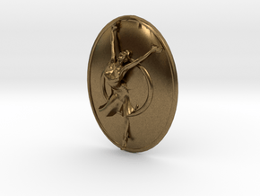 Joyful Dancer Small Pendant with circle background in Natural Bronze