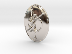 Joyful Dancer Small Pendant with circle background in Platinum