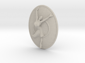 Joyful Dancer Small Pendant with circle background in Natural Sandstone