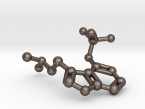 Psilocybin Molecule Keychain Necklace in Polished Bronzed Silver Steel