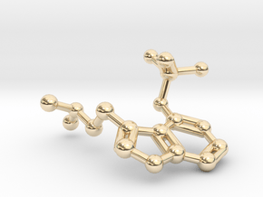 Psilocybin Molecule Keychain Necklace in 14K Yellow Gold