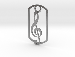 Treble clef dog tag in Natural Silver
