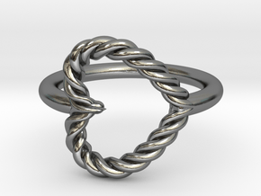 Twisted Heart Midi Ring in Polished Silver