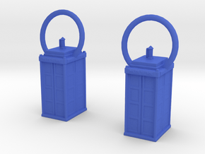 Tardis Earrings in Blue Processed Versatile Plastic