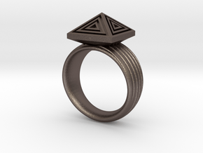 Pyramid Ring in Polished Bronzed Silver Steel