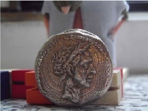 Ancient Roman Coin in Polished Bronzed Silver Steel