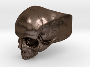 Yorick Memento Mori Skull Ring in Polished Bronze Steel