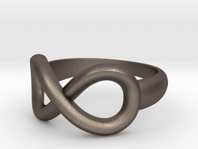 Infinity Ring-Size 7 in Polished Bronzed Silver Steel