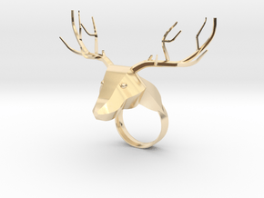 Low Poly Deer Ring in 14K Yellow Gold