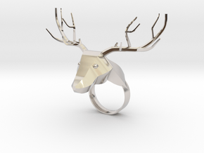 Low Poly Deer Ring in Platinum
